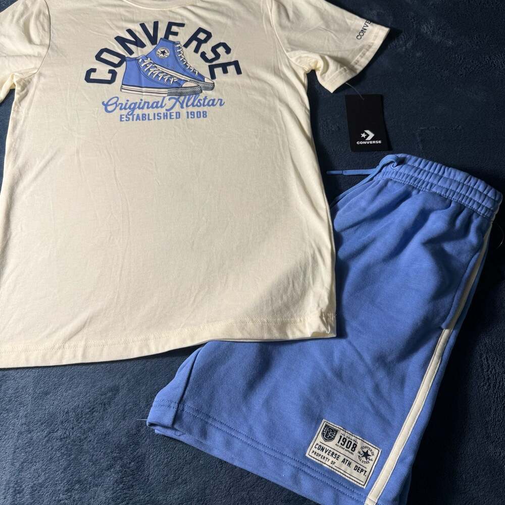 Converse Boys Retro Remix Sneaker T-Shirt and Shorts Outfit Set Size L